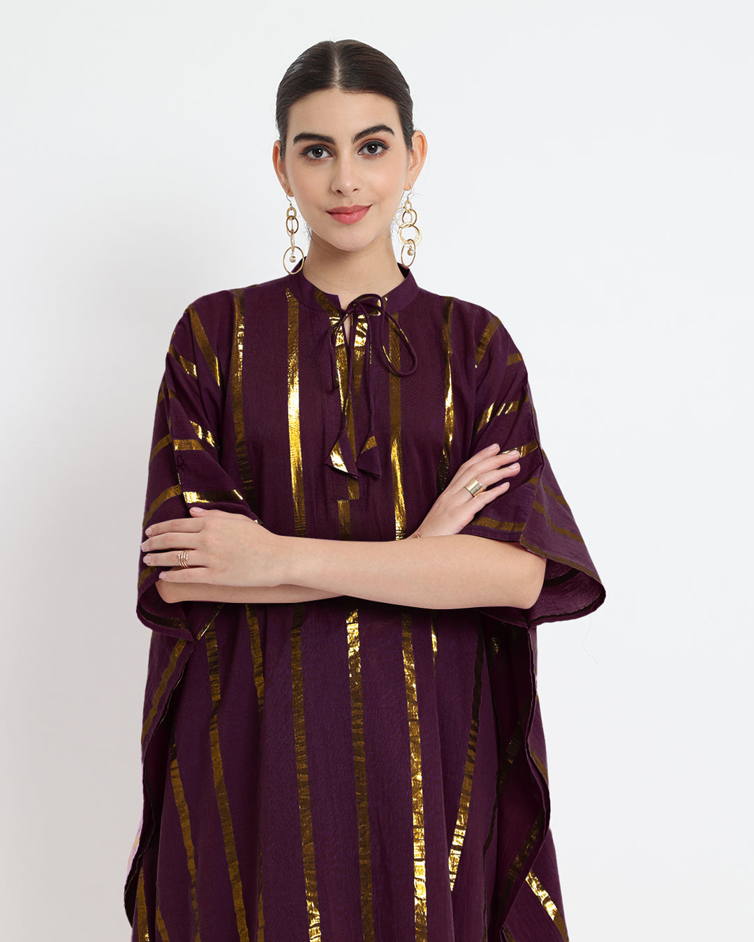 Plum Passion Band Collar Kaftan Glisten Gala Co-ord Set