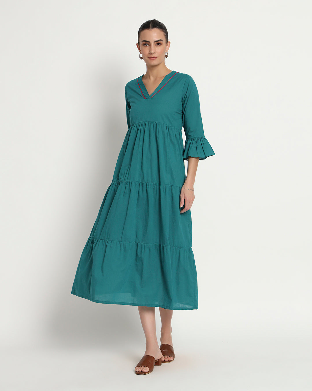 Green Gleam Flounce & Flow Maxi Dress