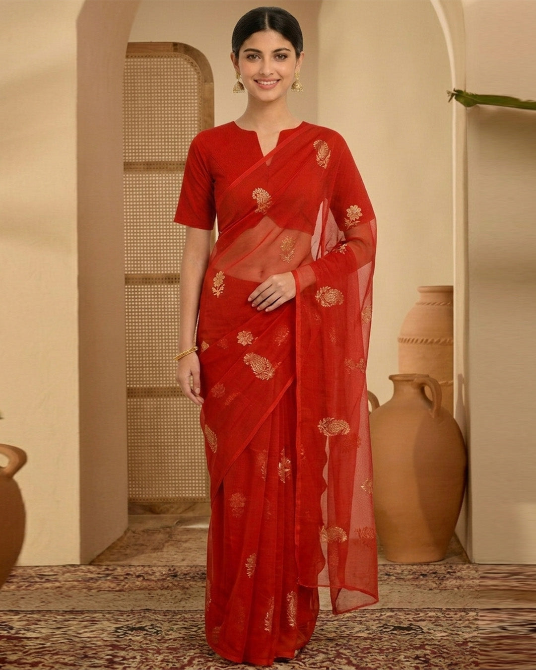 Red Rayon Urban Allure Blouse