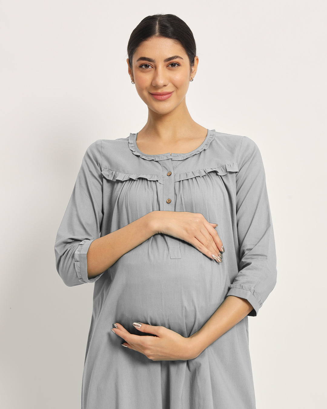 Iced Grey Bella Mama Maternity & Nursing Dress