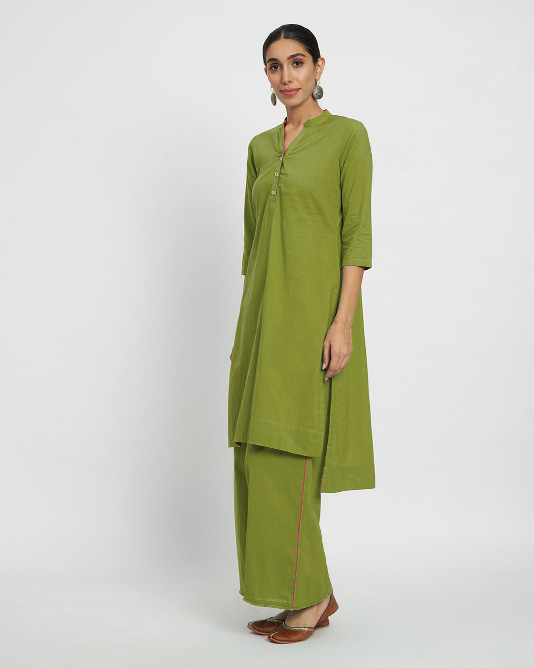 Sage Green Flattering High-Low Solid Co-ord Set