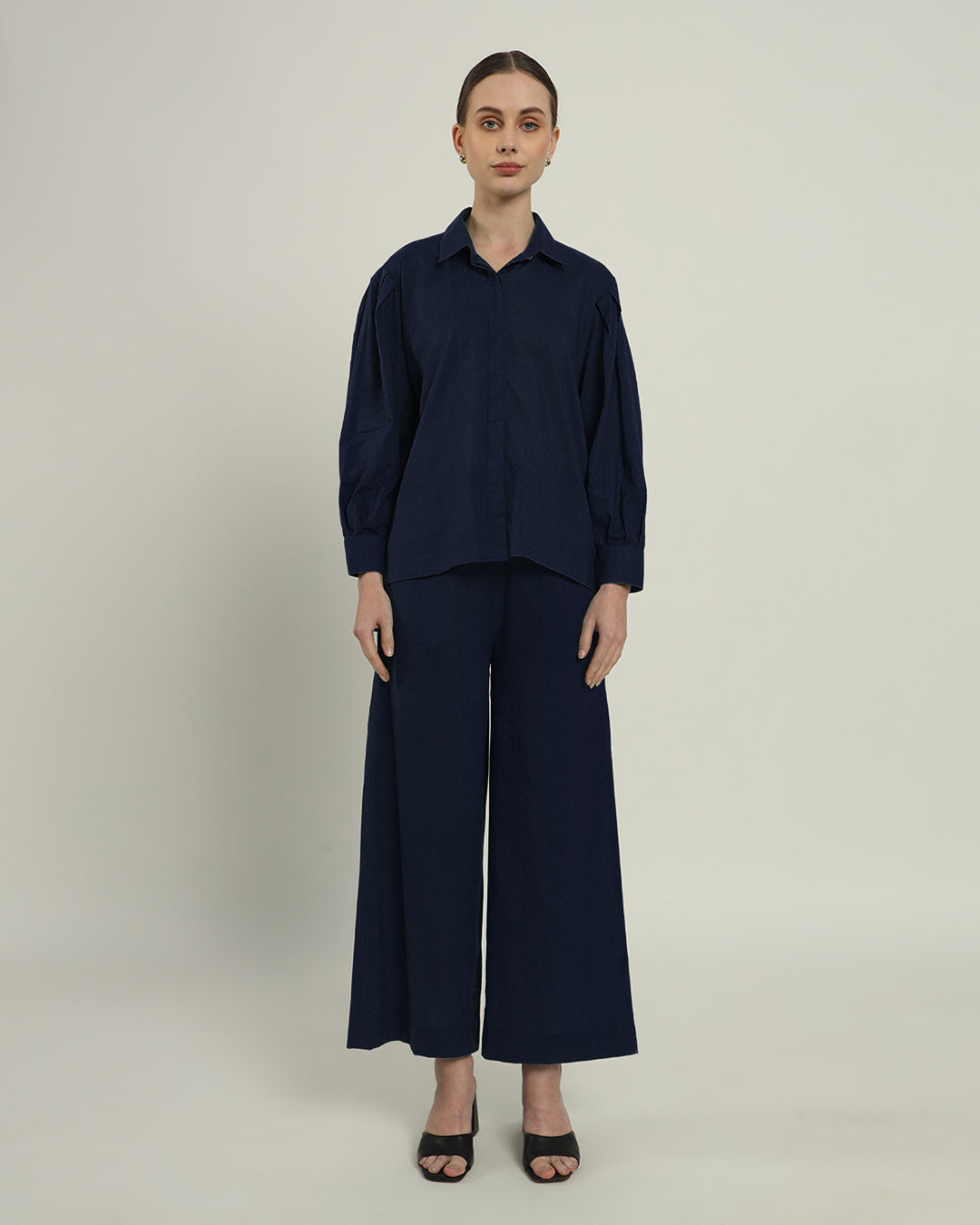 Midnight Blue Flare & Flair Shirt Solid Co-ord set