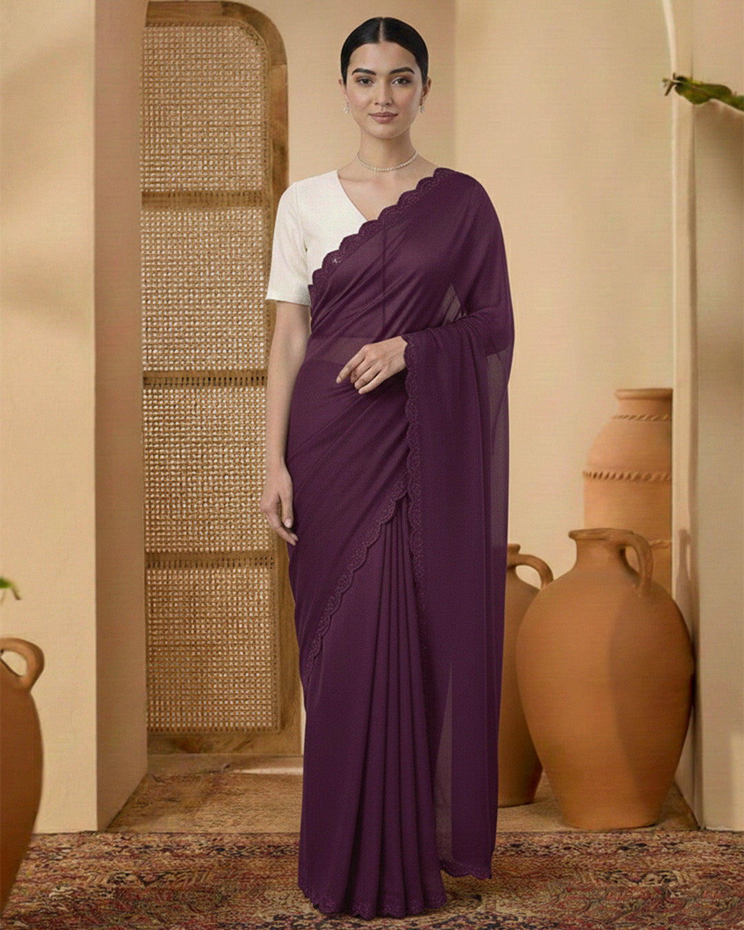 Silk Cream Opulent V Grace Blouse