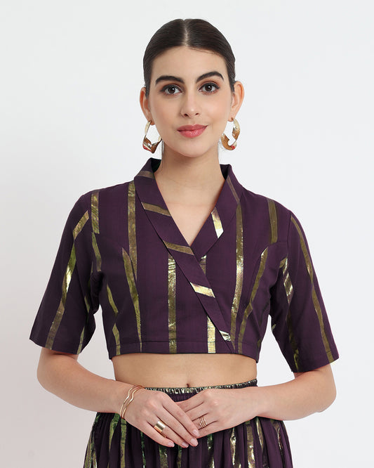 Plum Passion Glisten Gala Wrap Fusion Blouse