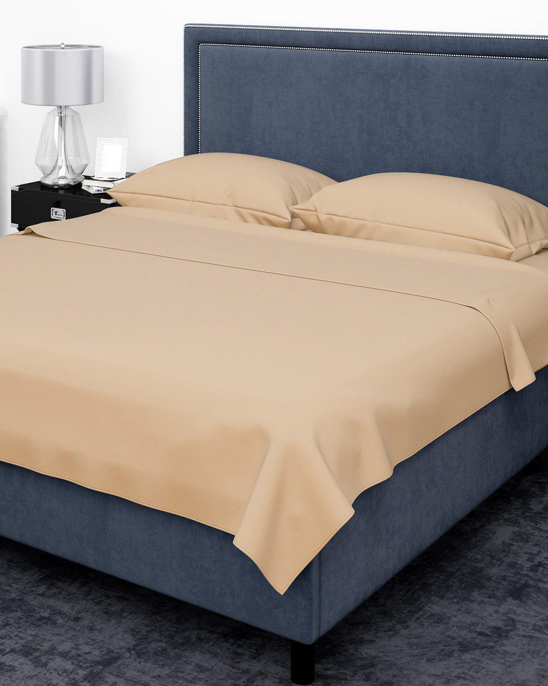 Thevasa Luxury Soft Cotton Feel Solid Bedsheet Super King Size, Premium 1 Flat Sheet (108"X108") and 2 Pillow Covers (18"X28"), British Royal Gold Beige, softer than 500 TC