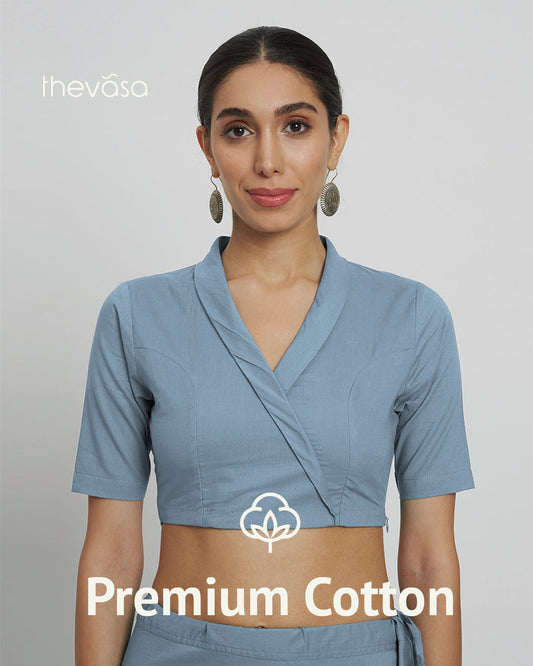 Blue Dawn Wrap Fusion Blouse