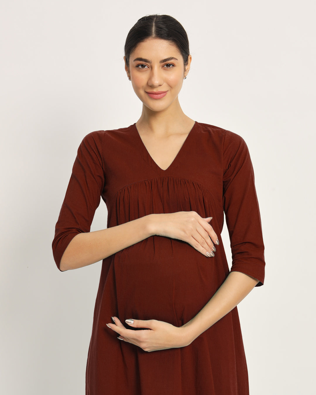 Russet Red Bump Comfort Maternity & Nursing Dress