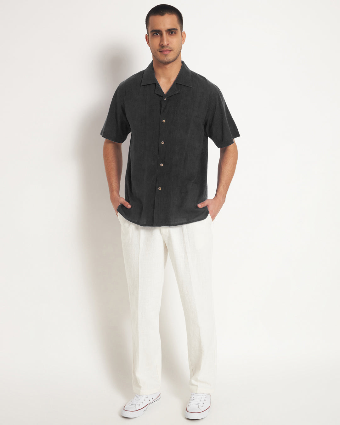 Combo: Classic Black Half Sleeves Men's Shirt & Pants