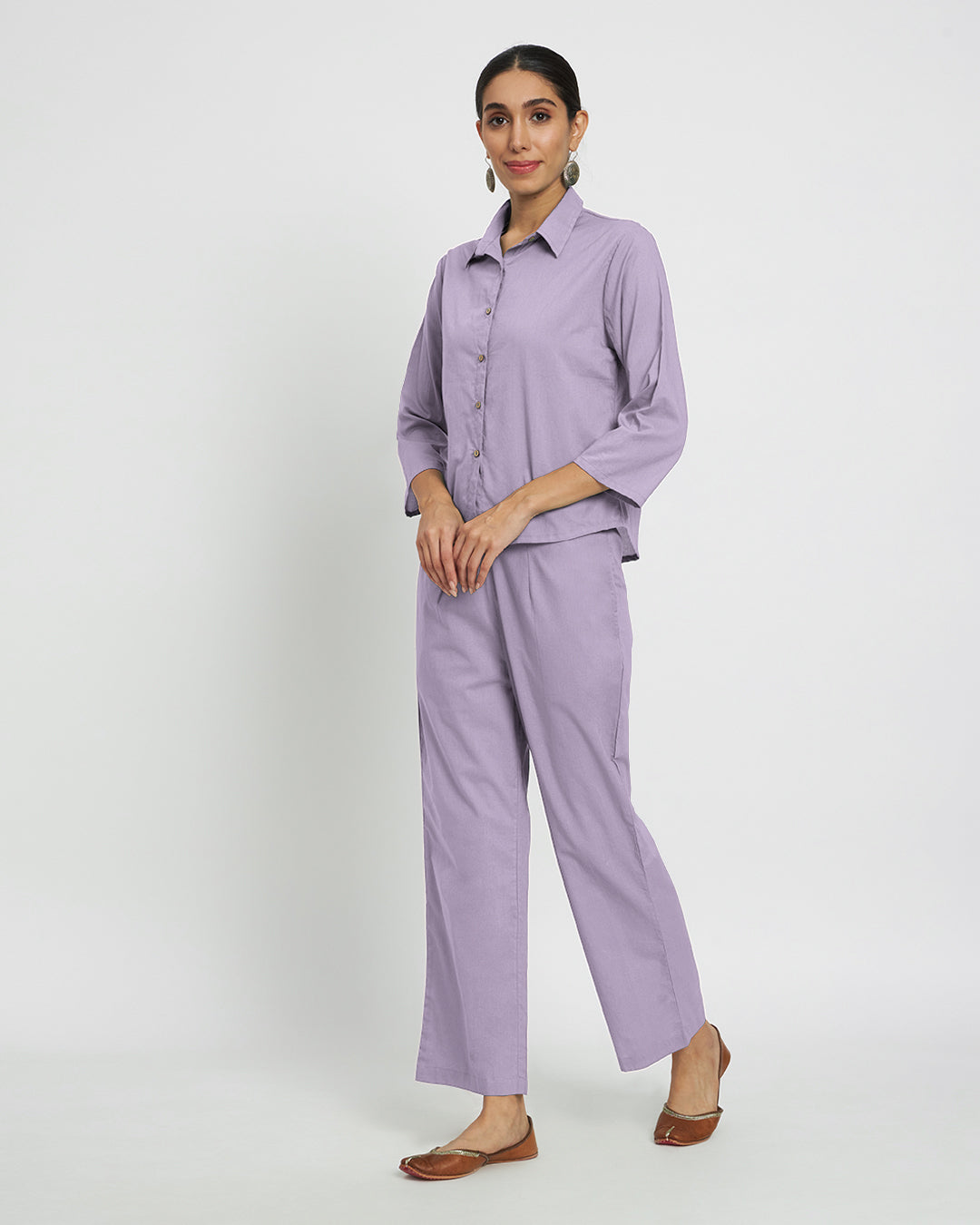 Lilac Classic Collar Solid Co-ord Set