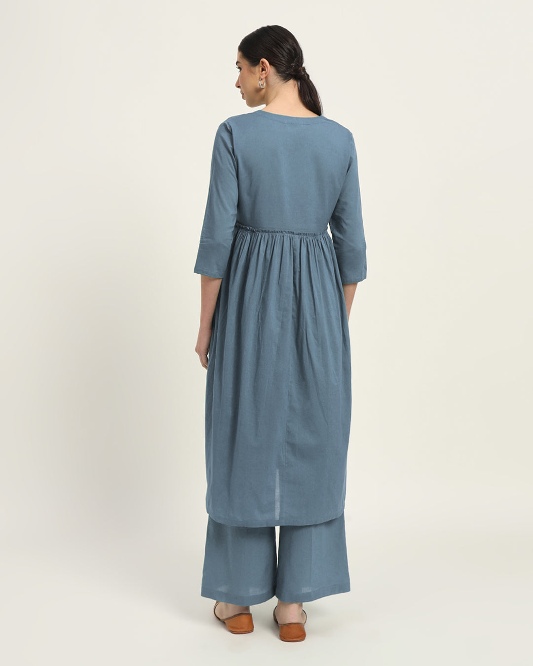 Blue Dawn Whimsy Affair Buttoned Solid Co-ord Set