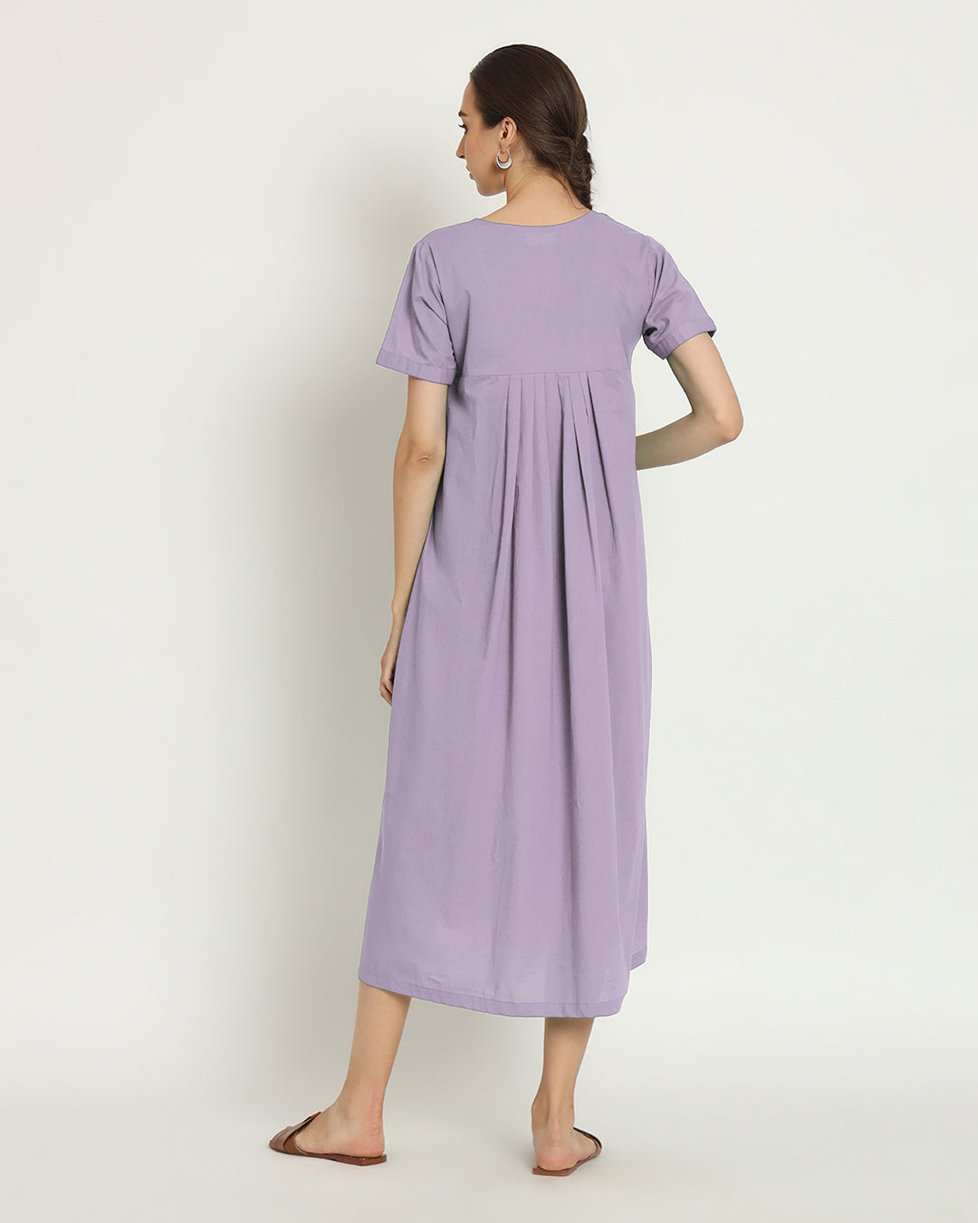 Combo: Russet Red & Lilac Square Neck Serenity Nightdress- Set Of 2