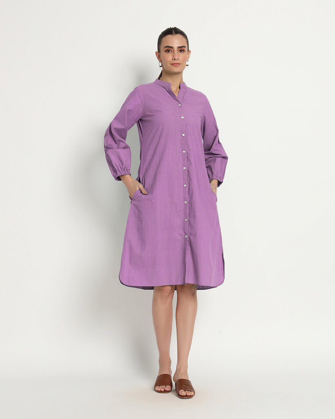 Wisteria Purple Modish Elegance Notch Neck Dress