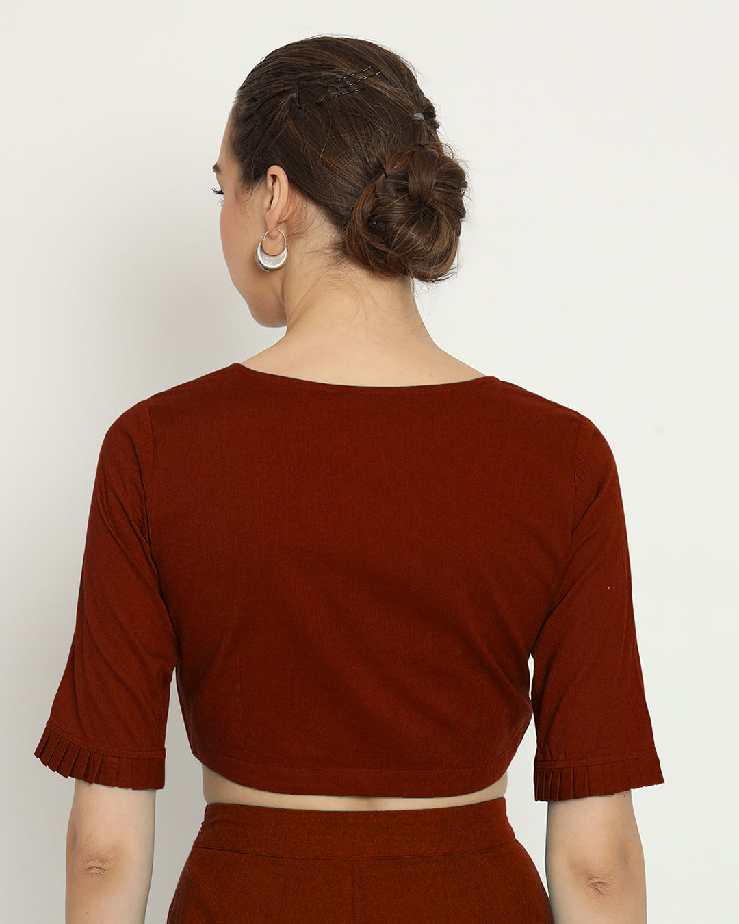 Russet Red Sensuous Slope Neck Blouse