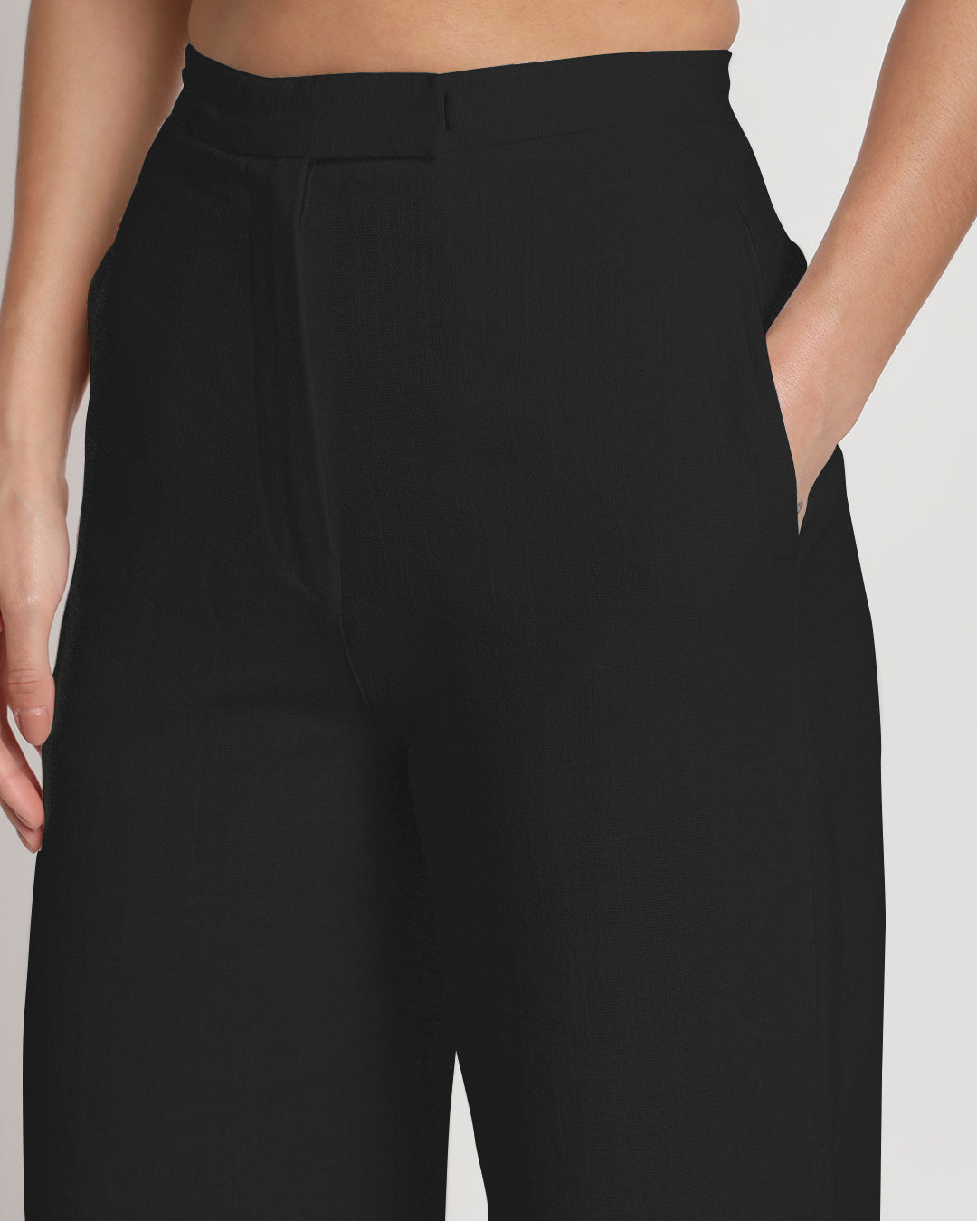 City Style Black Tailored Trousers