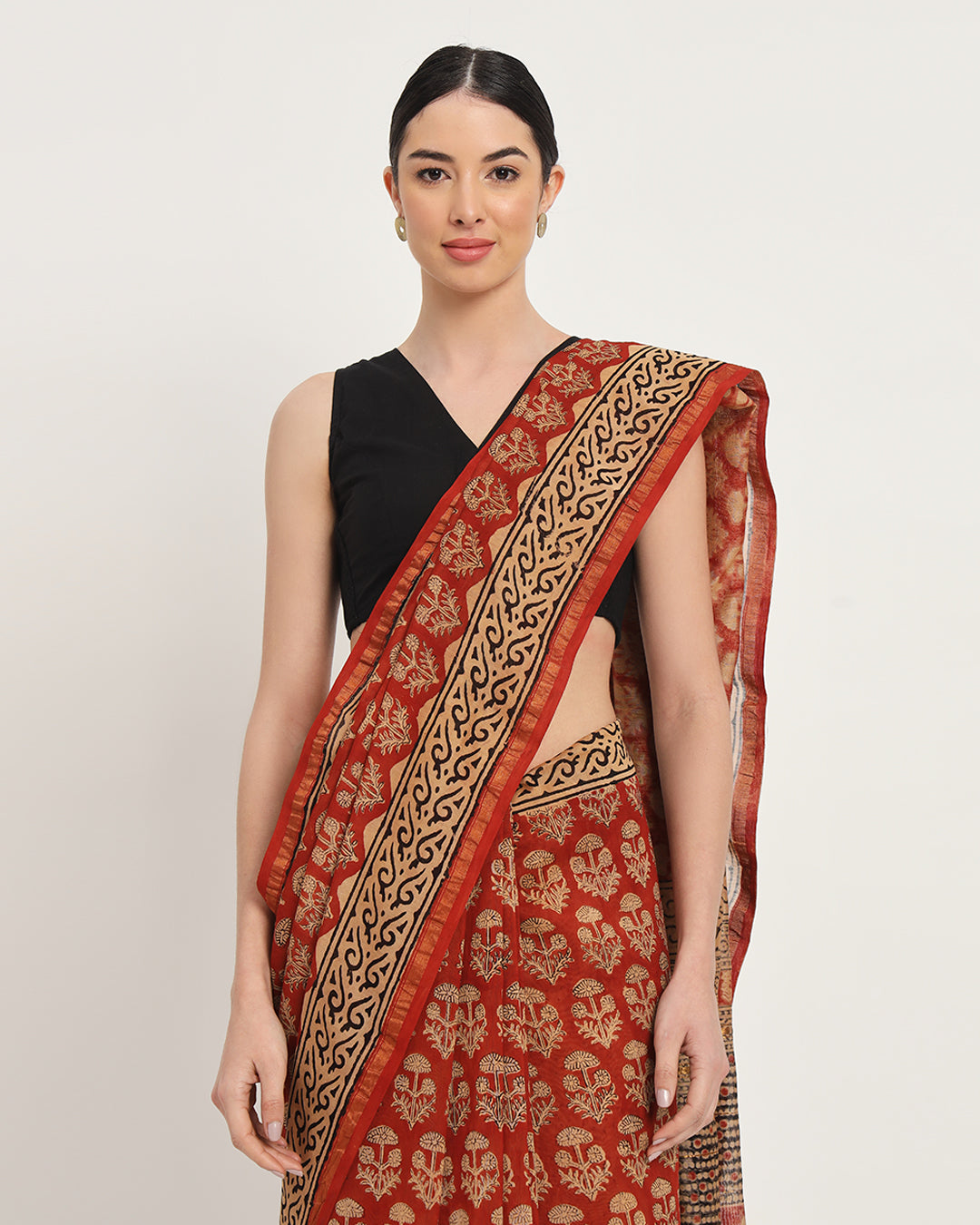 Red Dahlia - Blossoms in Every Fold Chanderi Silk Saree