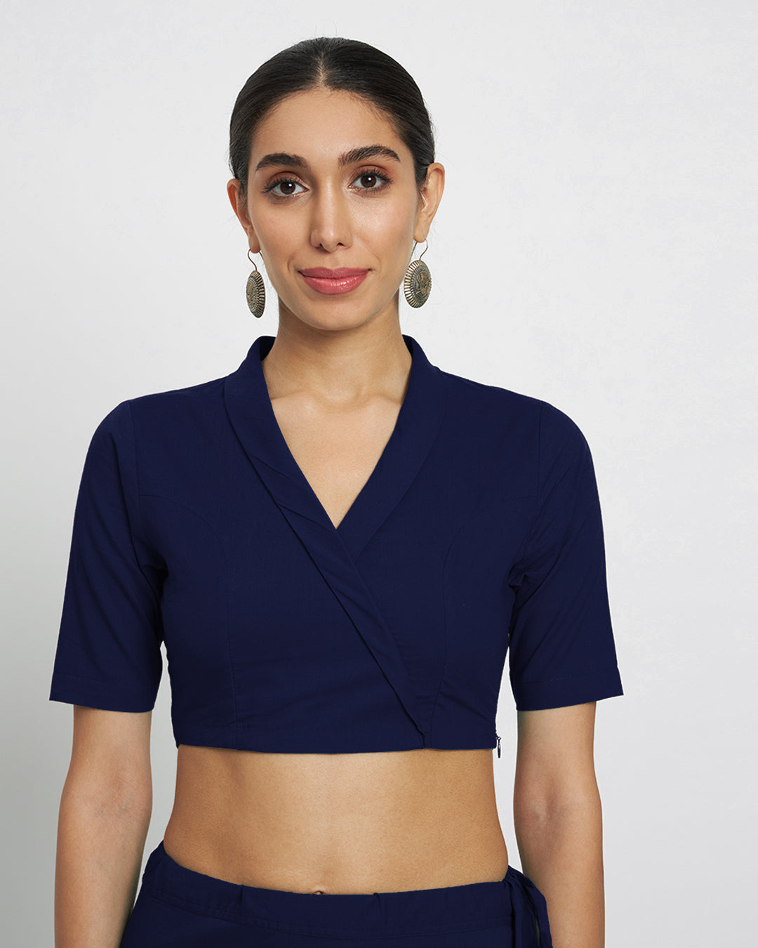 Combo: Midnight Blue & Classic Red Wrap Fusion Blouse- Set of 2