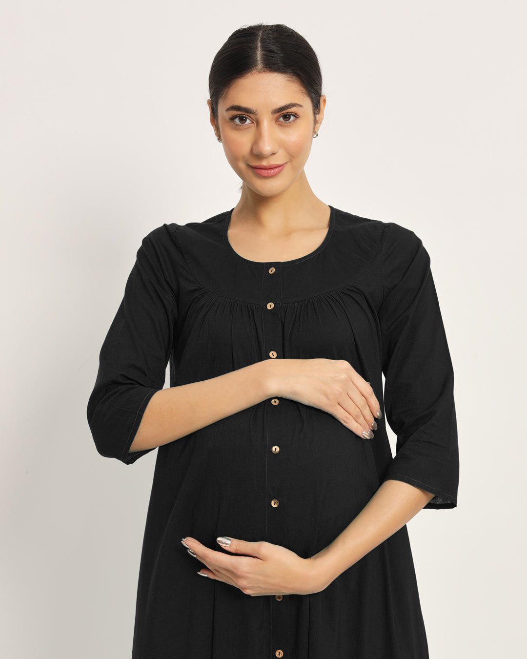 Classic Black Mommy Glow Maternity & Nursing Dress