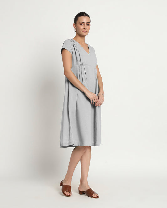 Iced Grey Voguish Verve V Neck Dress