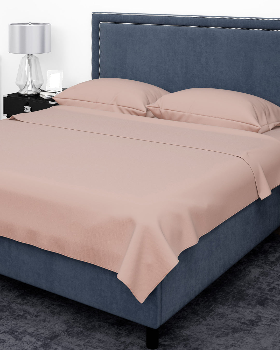 Thevasa Luxury Soft Cotton Feel Solid Bedsheet Super King Size, Premium 1 Flat Sheet (108"X108") and 2 Pillow Covers (18"X28"), French Rose Gold Pink, softer than 500 TC