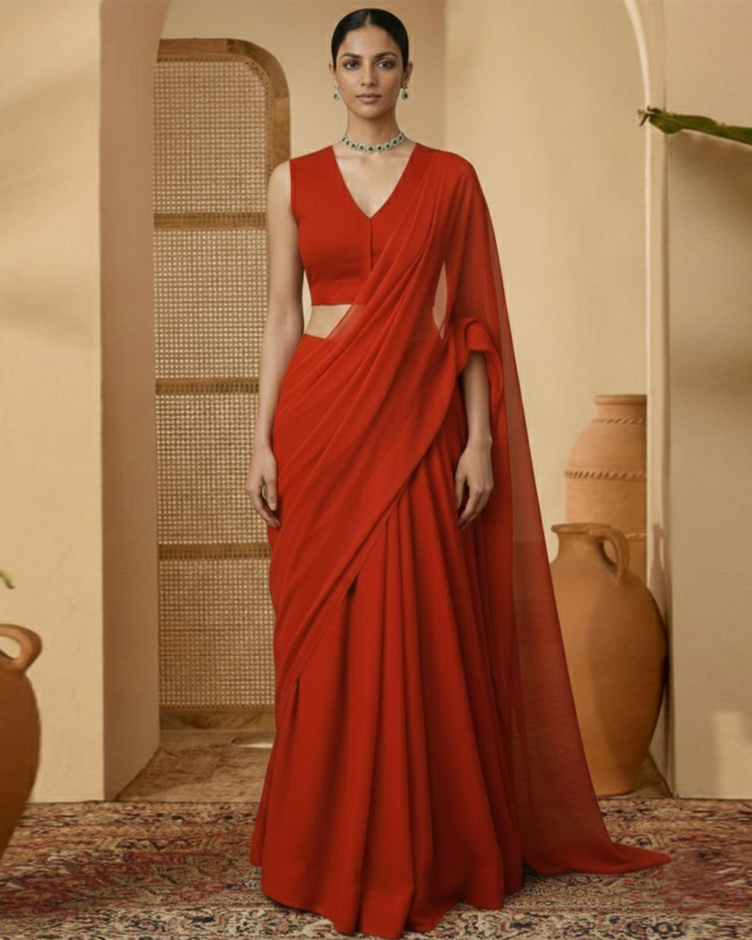 Red Rayon Classic Muse Blouse