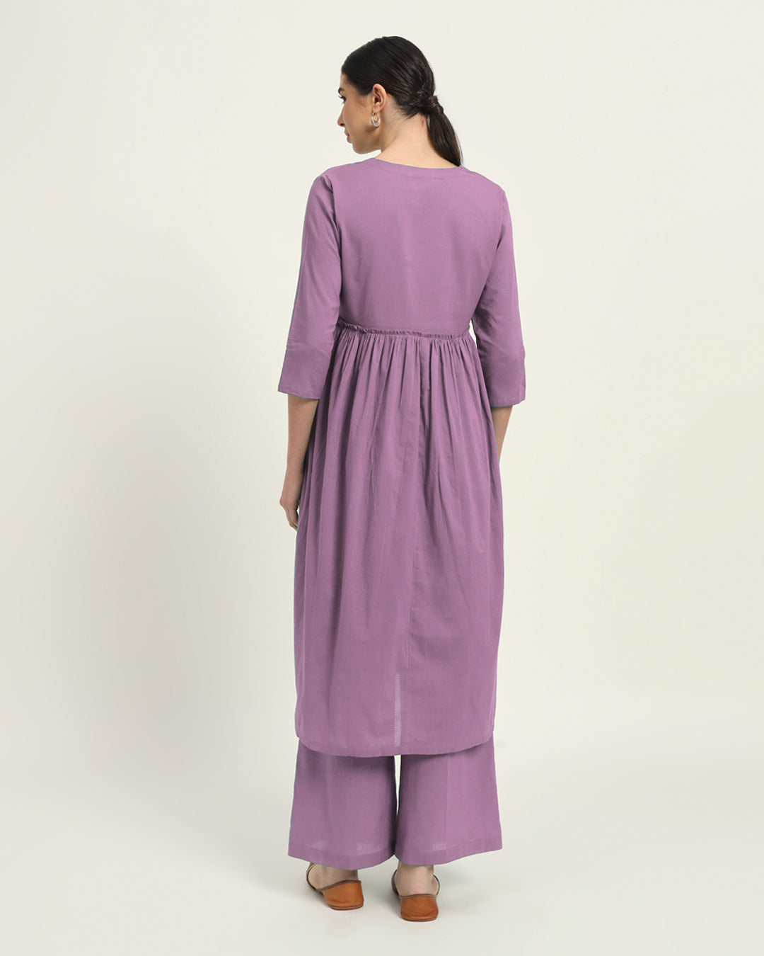 Iris Pink Whimsy Affair Buttoned Solid Kurta (Without Bottoms)