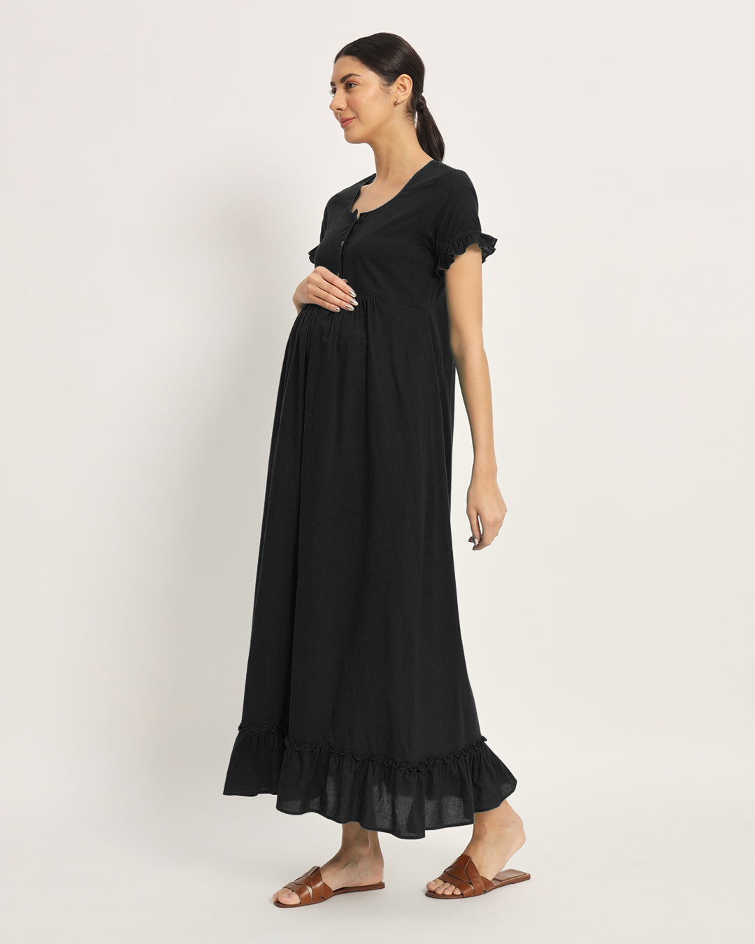Combo: Black & Russet Red Bumpin' & Stylin' Maternity & Nursing Dress - Set of 2