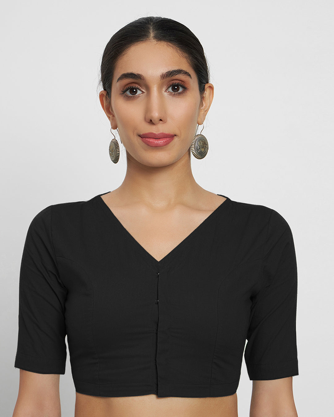 Black Rayon Opulent Open Blouse