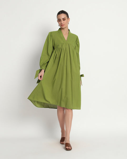 Sage Green Bowtiful Gathering V Neck Dress