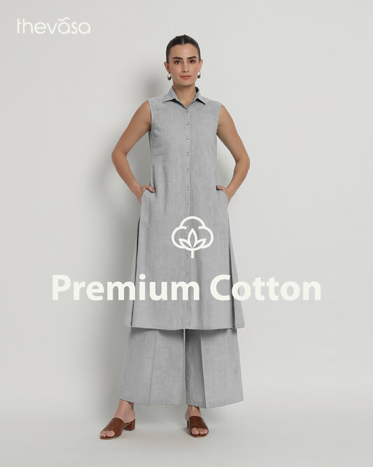 Iced Grey Artful A-Line Solid Co-ord Set