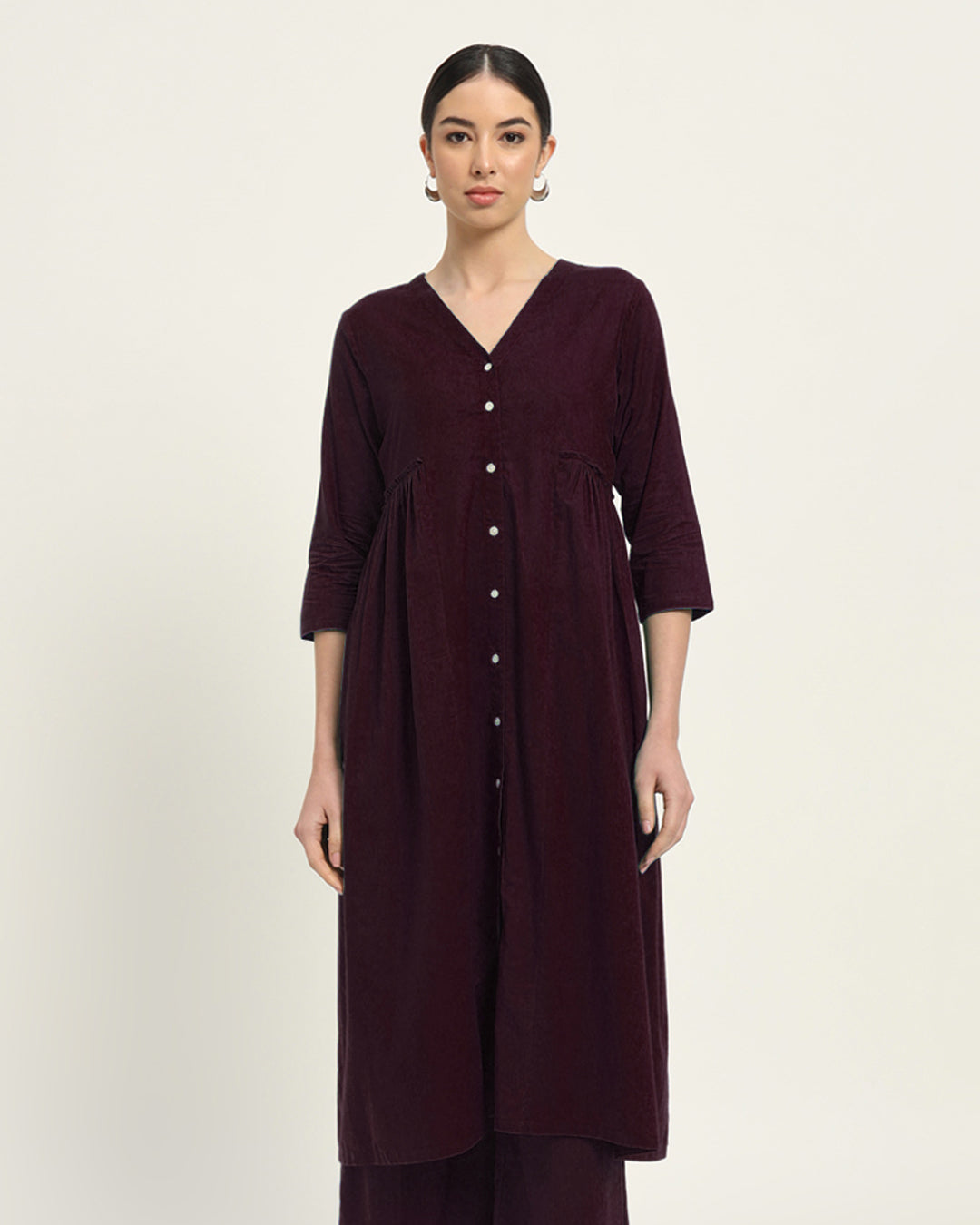 Plum Passion Whimsy Affair Buttoned Solid Kurta (Without Bottoms)