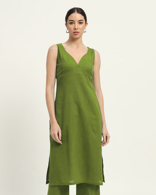 Sage Green Modern Muse Sweetheart Solid Kurta (Without Bottoms)