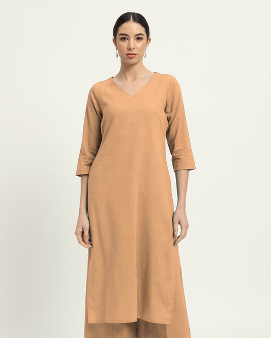 Beige Verve & Versatility Kurta (Without Bottoms)