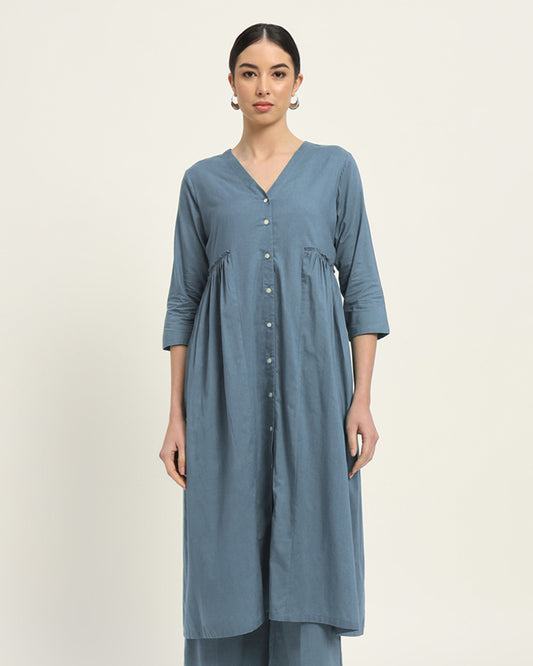 Blue Dawn Whimsy Affair Buttoned Solid Kurta (Without Bottoms)