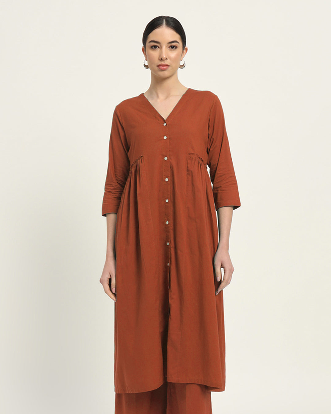 Blush Whimsy Affair Buttoned Solid Kurta (Without Bottoms)