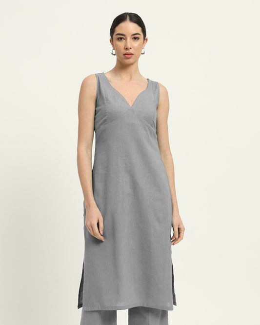 Iced Grey Modern Muse Sweetheart Solid Kurta (Without Bottoms)