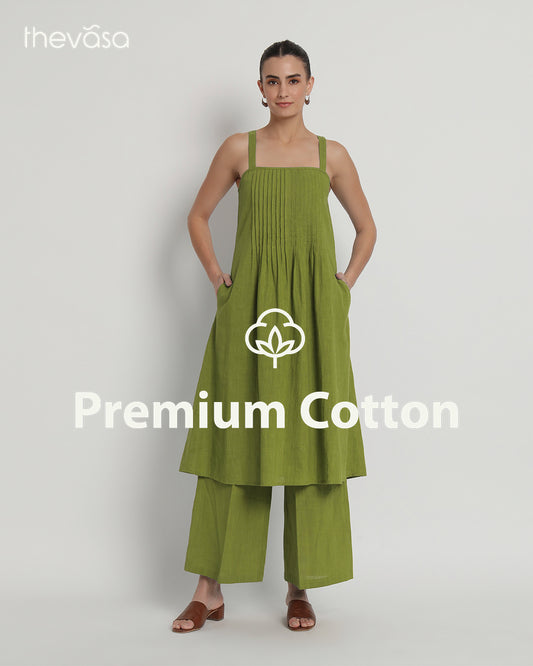 Sage Green Dreamy Flare Spaghetti Solid Co-ord Set