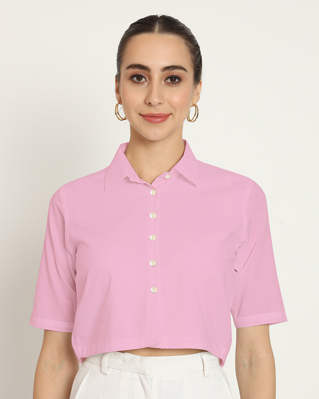 Pink Mist Cropped Shirt Blouse