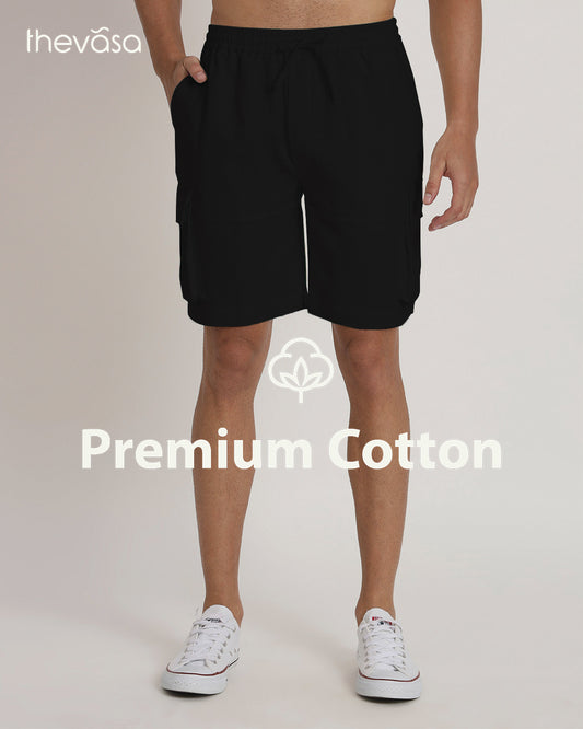 Slub Comfort Cargo Black Men's Shorts