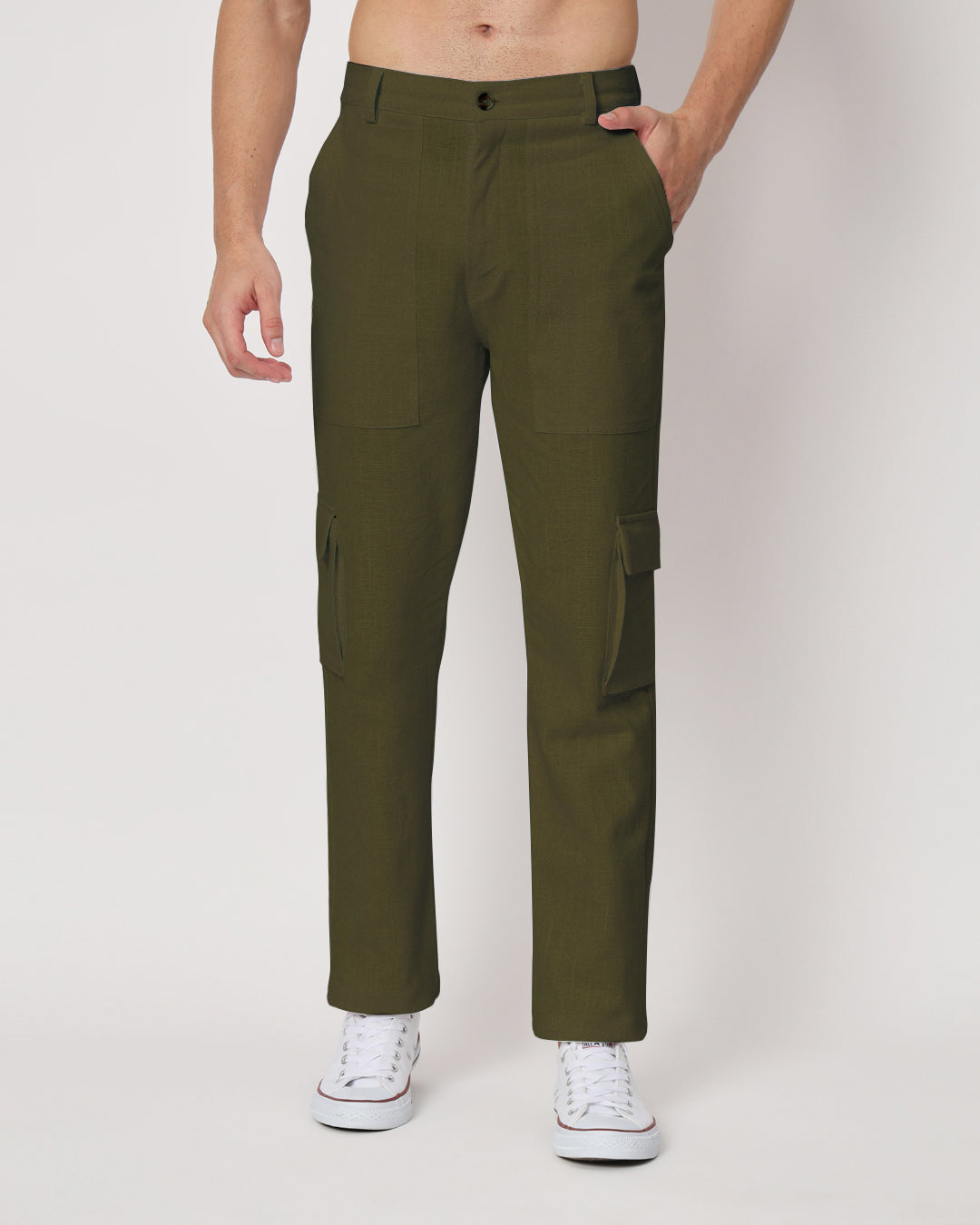 Combo: Function Flex Beige & Olive Green Men's Pants- Set Of 2