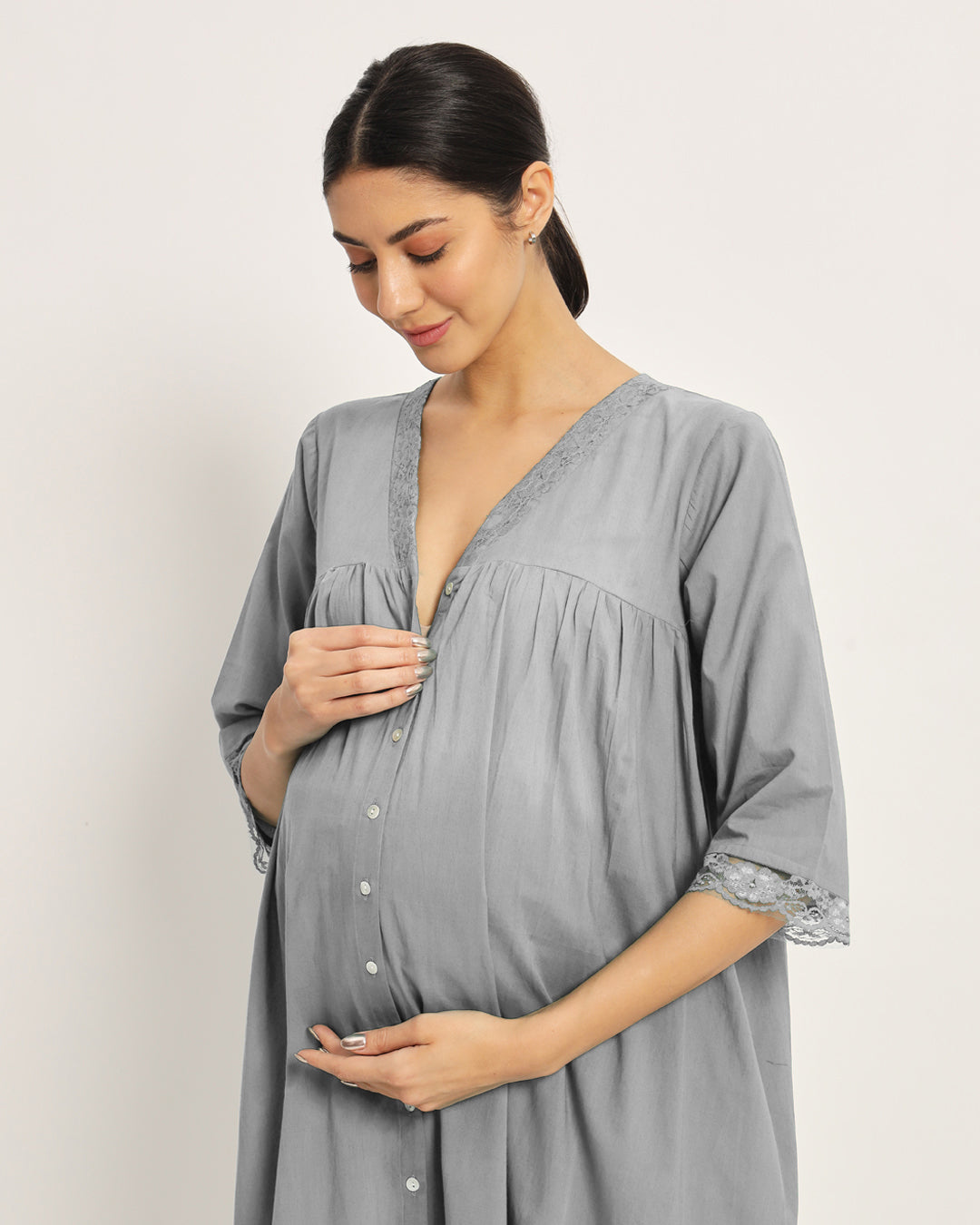 Iced Grey Stylish Preggo Maternity & Nursing Dress