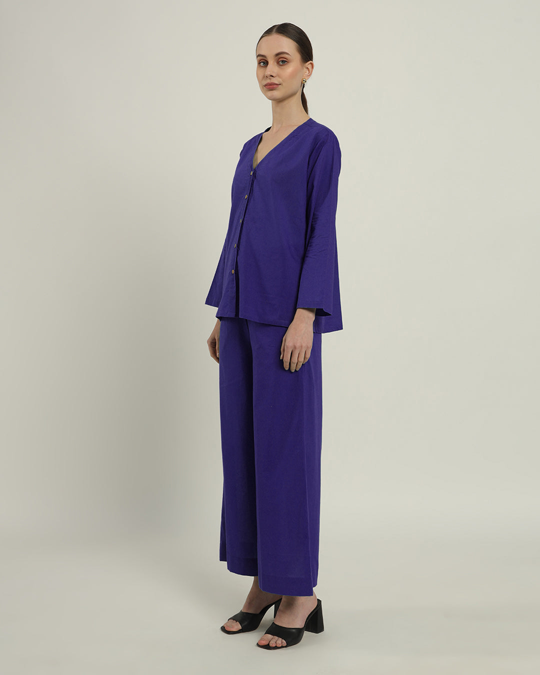 Aurora Purple Classic Grace Shirt Solid Co-ord set