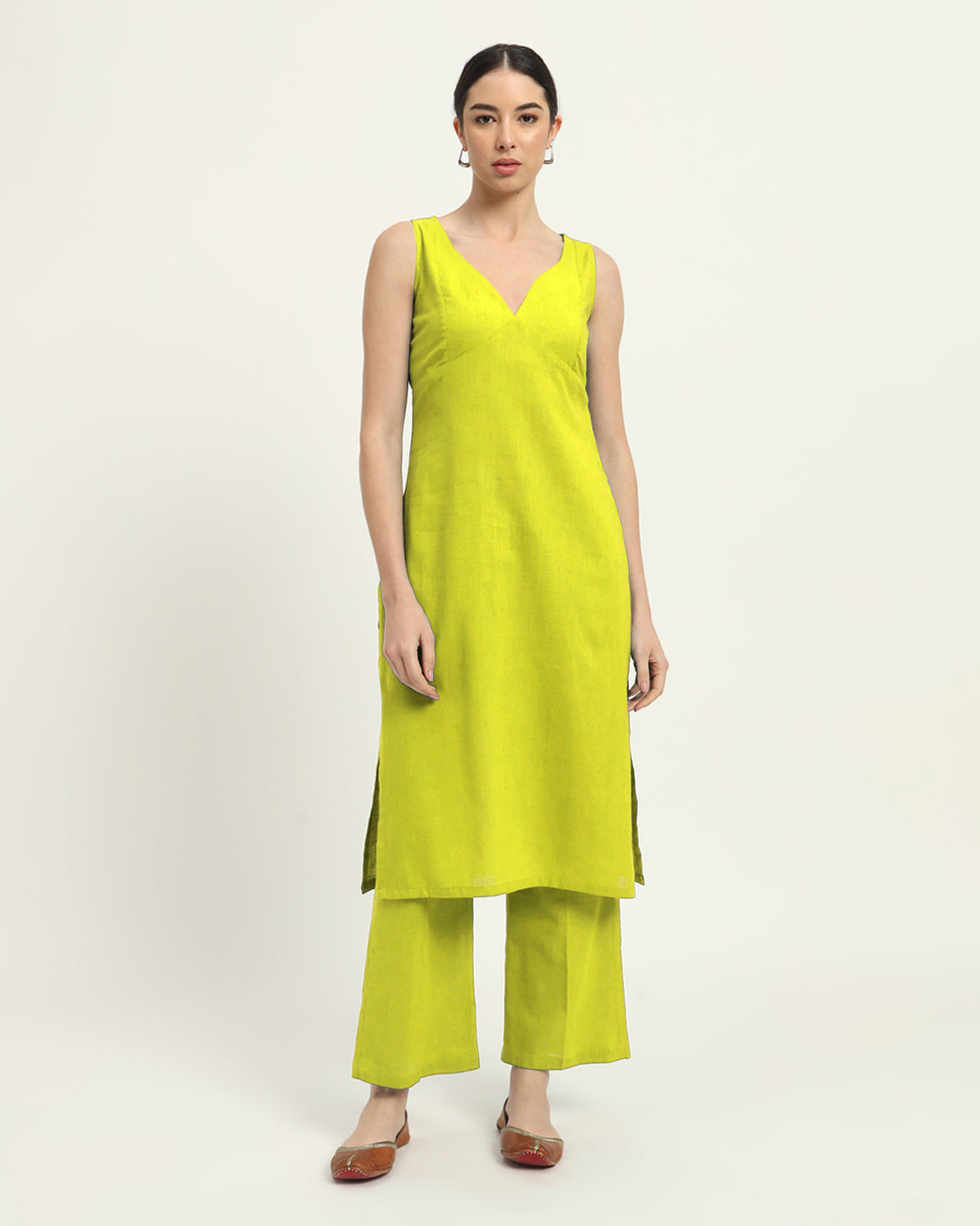 Burst of Lime Modern Muse Sweetheart Solid Kurta (Without Bottoms)