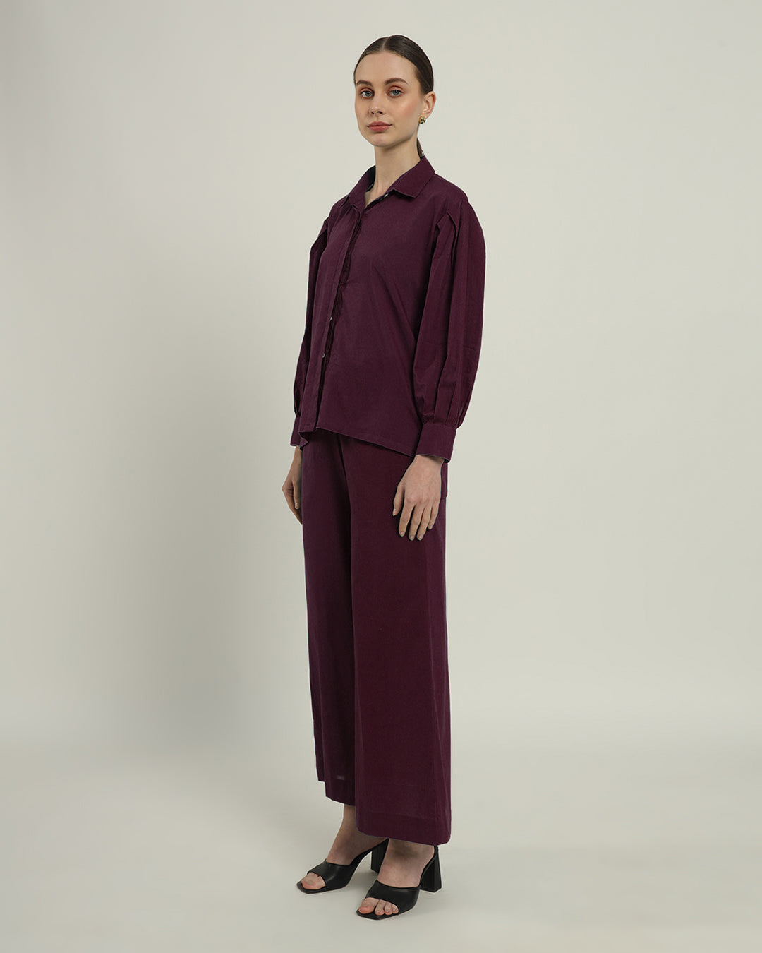 Plum Passion Flare & Flair Shirt Solid Co-ord set