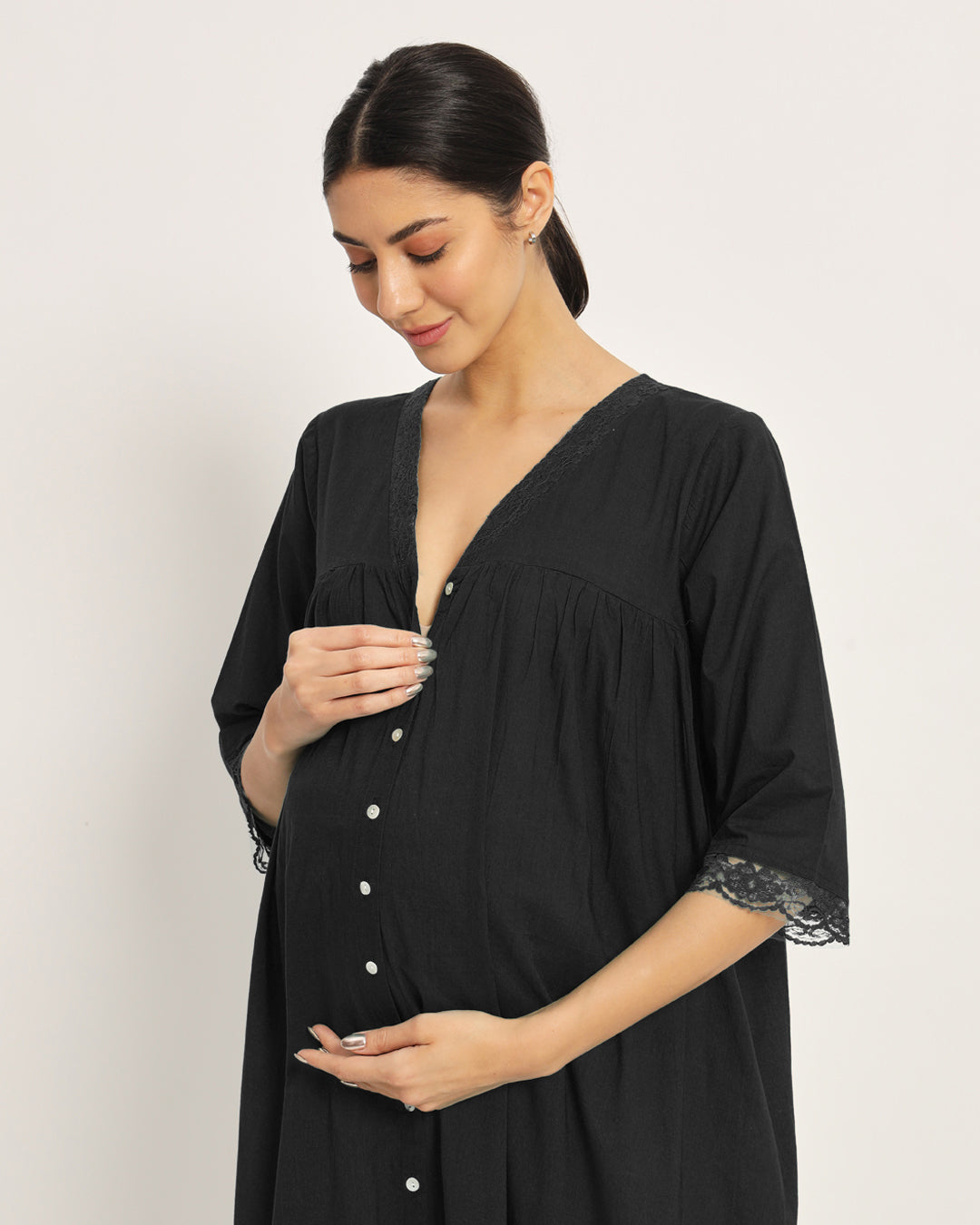 Classic Black Stylish Preggo Maternity & Nursing Dress