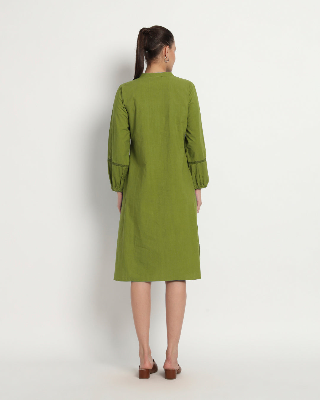 Sage Green Modish Elegance Notch Neck Dress