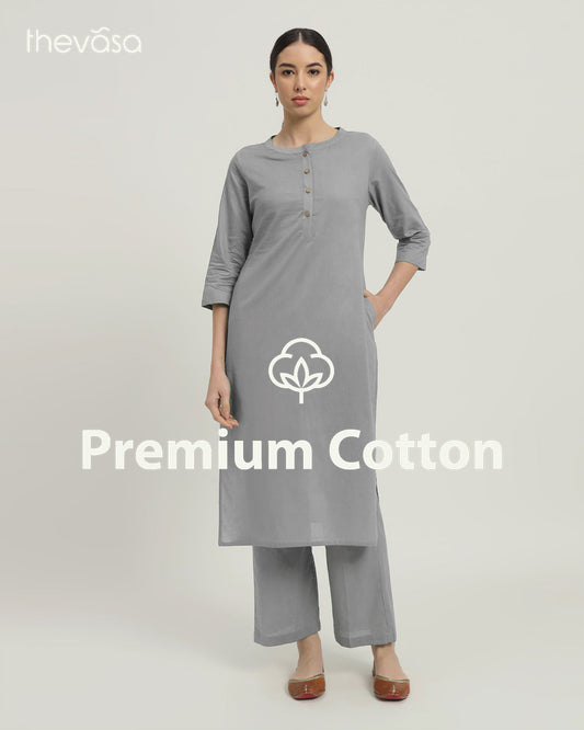 Iced Grey Modern Minimalist Band Collar Solid Co-ord Set