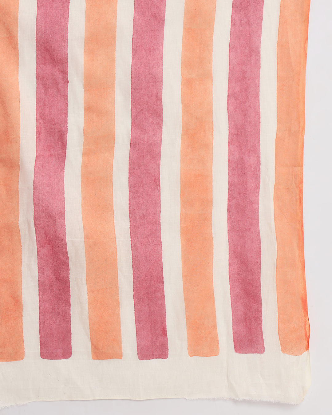 Stripes in Celebration - A fiesta of Pink & Orange Cotton Mul Saree