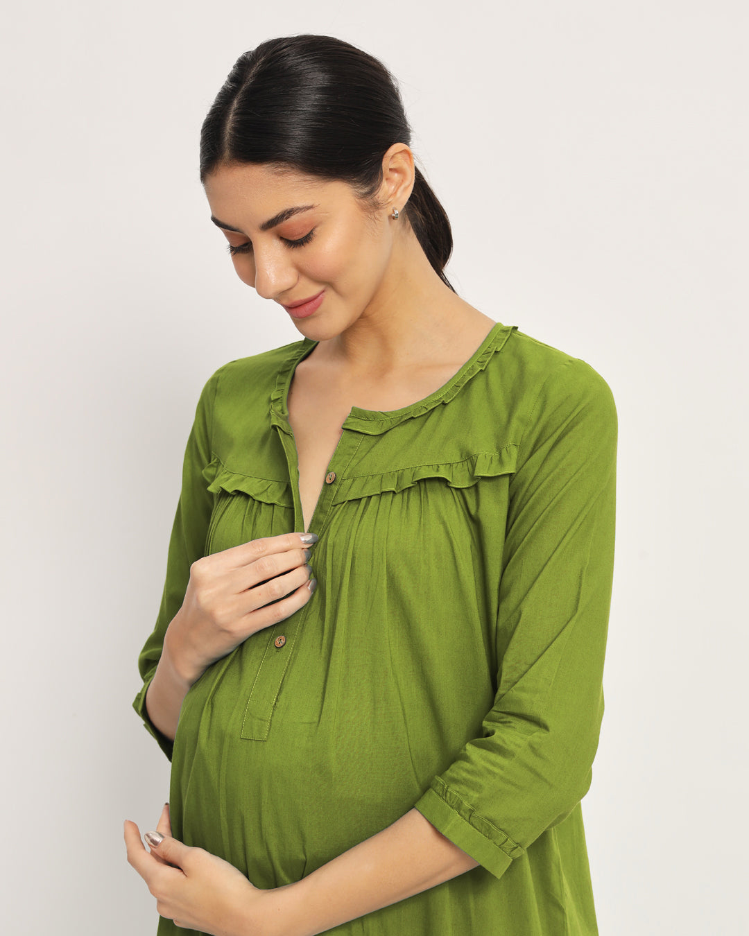 Sage Green Bella Mama Maternity & Nursing Dress