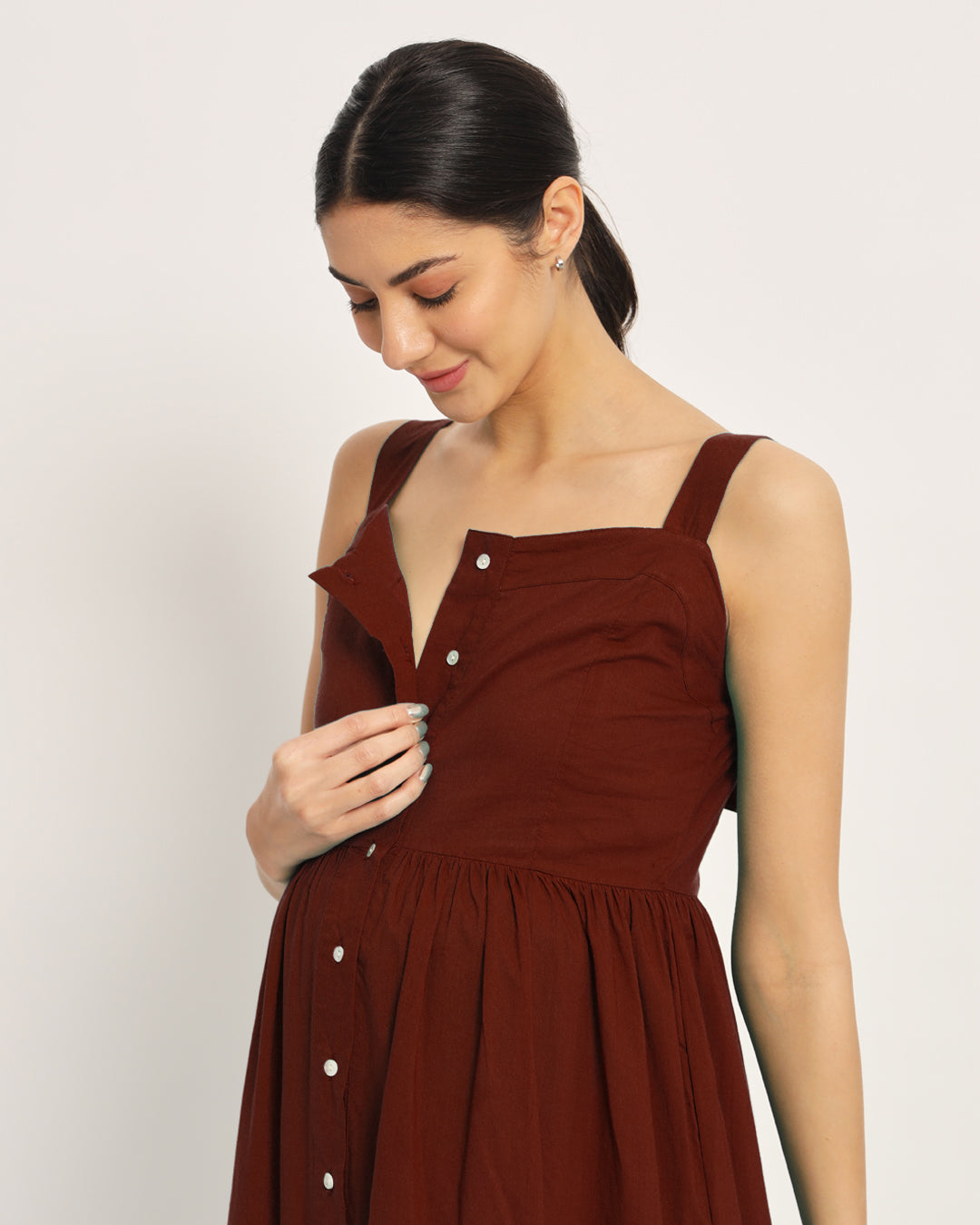 Russet Red Mama Modish Maternity & Nursing Dress