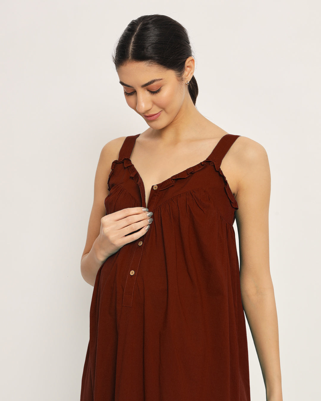 Russet Red Preggo Pretty Maternity & Nursing Dress